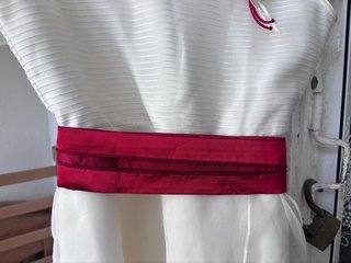 Vestido niña blanco y rosa elegante