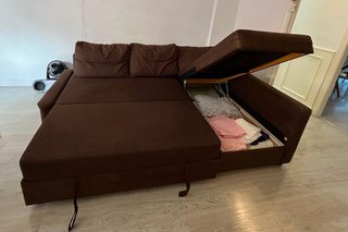 Sofá Cama Marrón Chenilla Muy Buen Estado