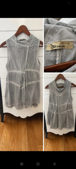 Mania Top sin mangas gris - beige atado atrás