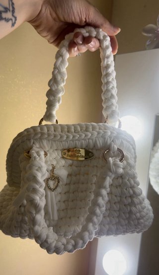 Borsa uncinetto fatta a mano bianca