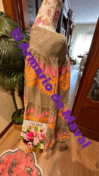 Falda larga estampada talla única