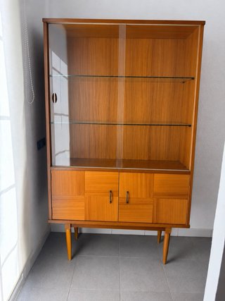 Vitrina Mid Century Original Madera y Cristal