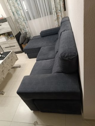 Sofá modular gris de tela