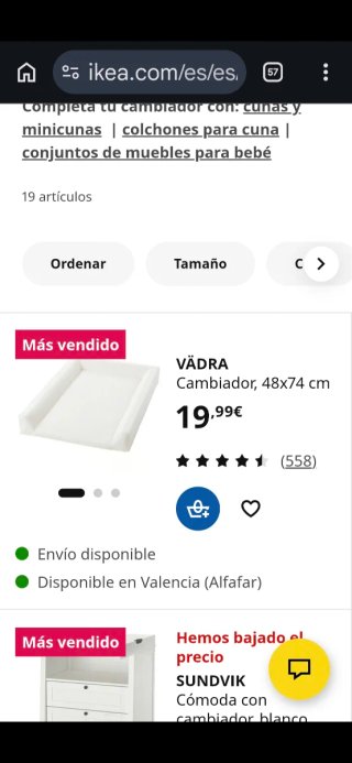 Cambiador/librería bebé blanco