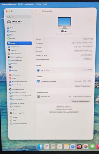 iMac 27 Retina 5K 2020 i5 6 núcleos 16 GB
