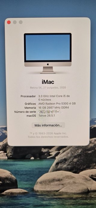iMac 27 Retina 5K 2020 i5 6 núcleos 16 GB