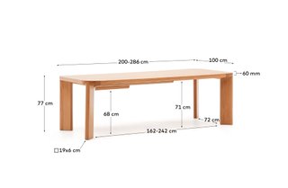 Mesa extensible Jondal de madera maciza  200 (280)