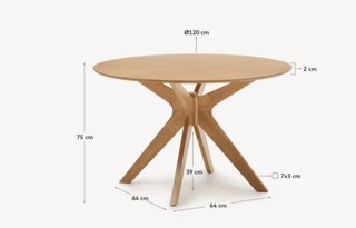 Mesa redonda Naanim de chapa de roble Ø 120 cm