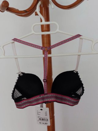 Sujetador Push Up Tezenis 80B Negro/Rosa Nuevo