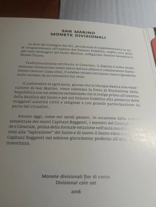 San Marino cartera 8 valores 2016