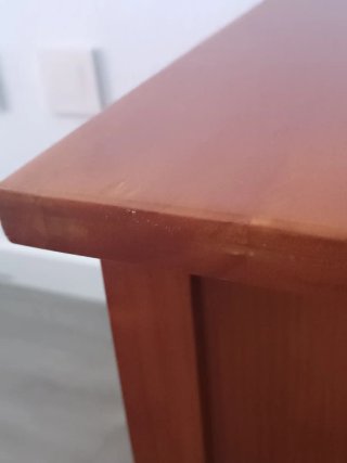 Mesita de noche rústica de madera con 2 cajones