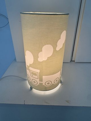 Lámpara infantil tela tren y nubes con bombilla