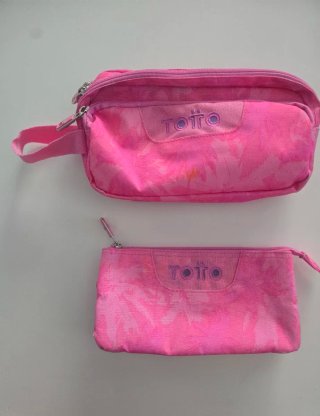 Mochila Totto rosa con carrito y 2 estuches