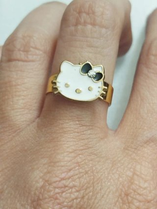 Anillo Hello Kitty lazo negro ajustable