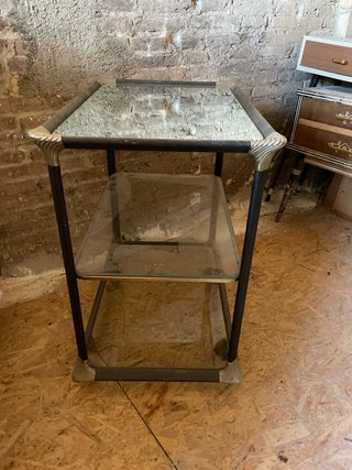 Mesa auxiliar Art Déco cristal y metal