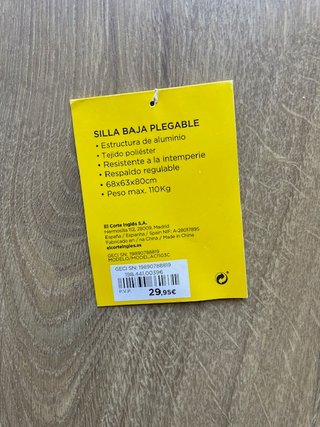 Silla de Playa Plegable El Corte Inglés