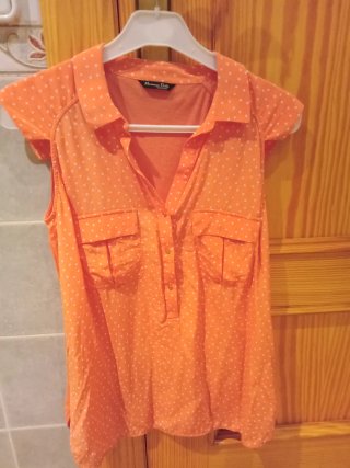 Blusa Massimo Dutti Naranja Lunares