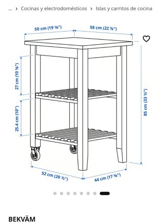 Carrito Auxiliar Cocina Ikea Madera Barnizado