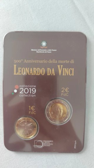 Euro 1€ e 2€ Leonardo da Vinci 500° Anniversario