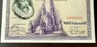 Billete 100 pesetas del 1928. Cervantes. Sin serie