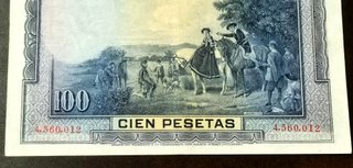 Billete 100 pesetas del 1928. Cervantes. Sin serie