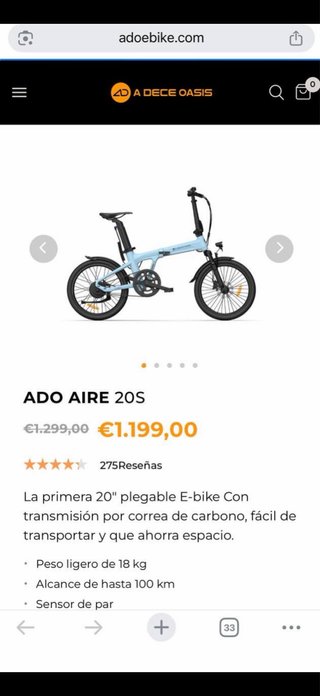 2 Bicicletas ADO AIRE 20S plegables