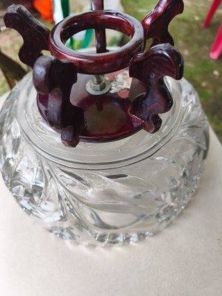 Frutero cristal tallado doble