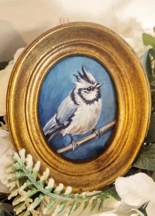 Decorazione a olio uccello