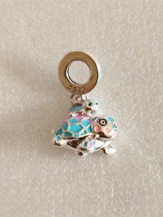 Charm Plata Tortuga y Bebé