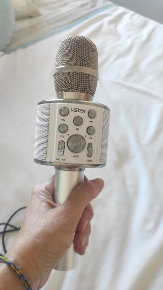 Micrófono Karaoke i-Star Plata y Blanco