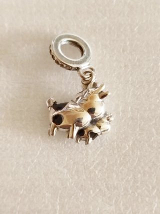 Charm Plata Vaca y Bebé
