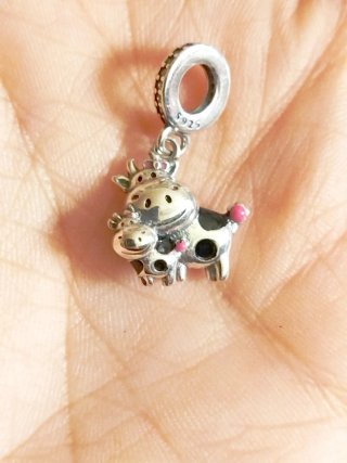 Charm Plata Vaca y Bebé