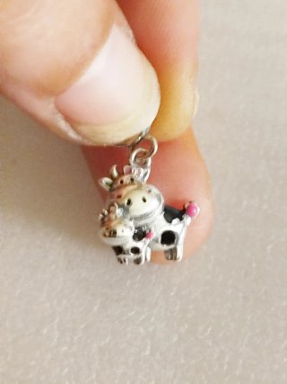 Charm Plata Vaca y Bebé