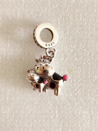 Charm Plata Vaca y Bebé