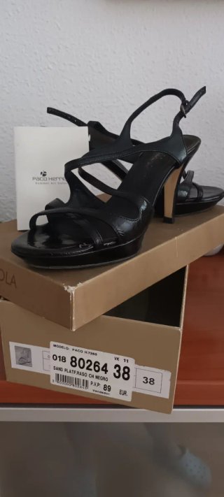 Sandalias Paco Herrero Piel Negras Talla 38