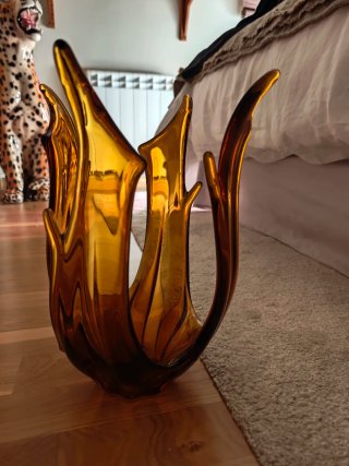 Jarrón Vintage Cristal Ámbar 35cm