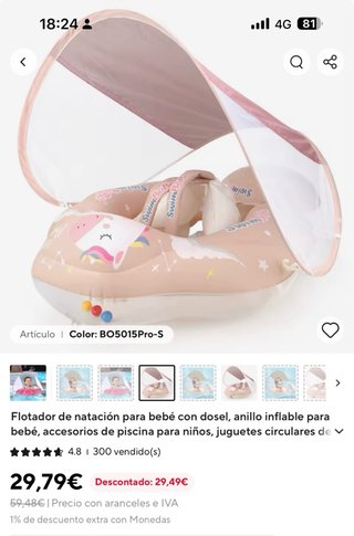Flotador bebé unicornio SwimBoba