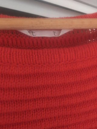 Jersey punto canalé rojo anaranjado mujer