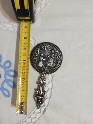 Espejo de bolso antiguo plateado