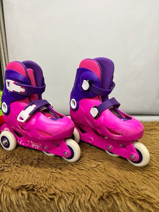 Patines y Casco Infantil Rosa/Morado talla 30 a 32