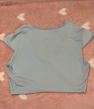 Camiseta Crop Top manga corta Azul Shein Talla M