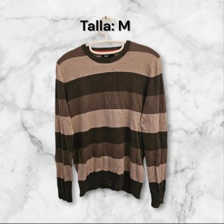 Jersey C&A Talla M Rayas Marrón Beige