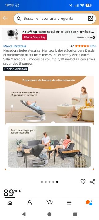 Mecedora Eléctrica Bebé con Arnés