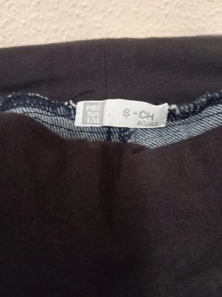 Pantalones vaqueros premamá camel y azul