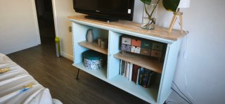 Mueble buffet/taquillón azul y madera