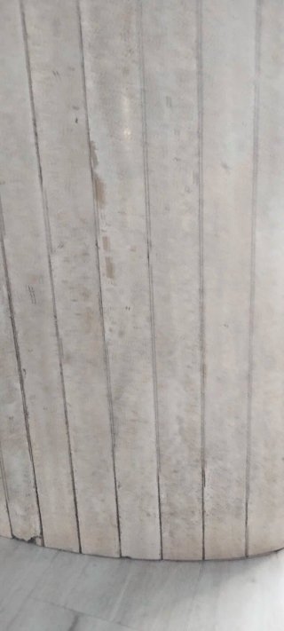 Mesa de comedor de cristal y mármol travertino