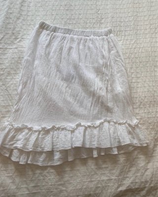 Falda Ibicenca Blanca con Bordado Azul
