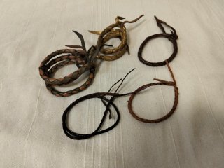 Lote 9 Pulseras Cuero Trenzado Marrón y Dorado