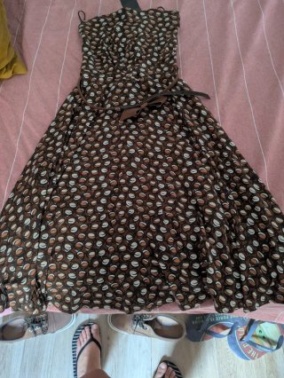 Vestido Zara estampado marrón y beige