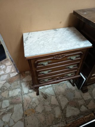 Mesita de noche madera y mármol